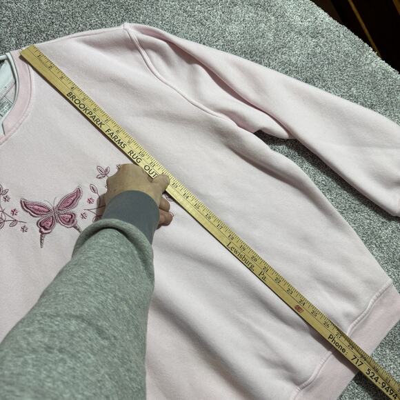 Vintage 90s Y2K Sweatshirt Women 1X Plus Embroidered Butterfly Cozy Cottagecore - Picture 2 of 7
